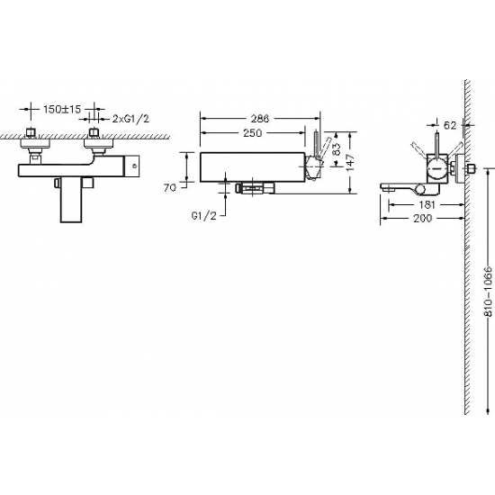 Смеситель для ванны BRAVAT Arc F66061C-01A-ENG хром