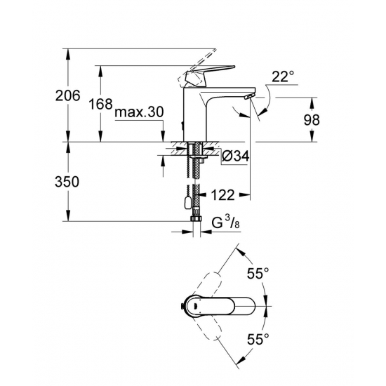 Смеситель для раковины GROHE Eurosmart Cosmopolitan 23326000