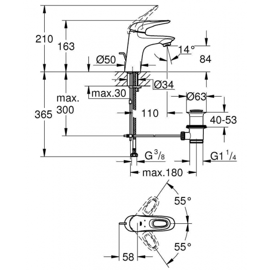 Смеситель для раковины GROHE Eurostyle New 33558003