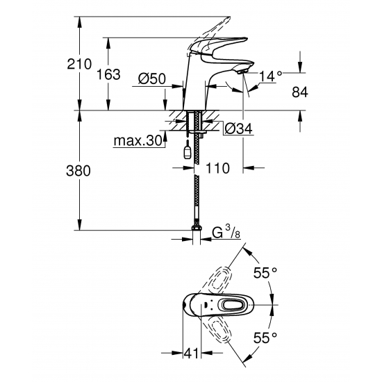 Смеситель для раковины GROHE Eurostyle New 23566003