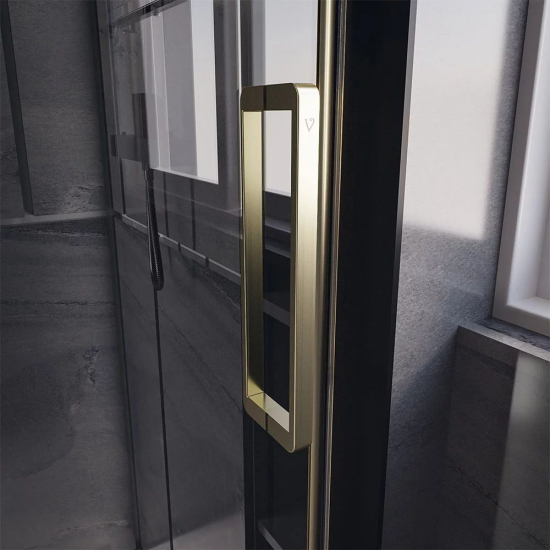 Душевой уголок VECONI Premium Trento PTC-SP-40G 150x90, стекло прозрачное, профиль золотой