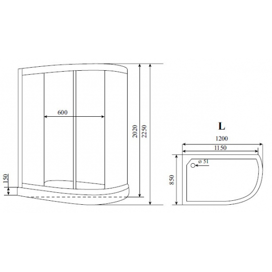 Душевая кабина TIMO Comfort T-8802 L 120x85x225  Clean Glass