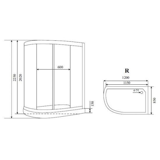 Душевая кабина TIMO Comfort T-8802 R 120x85x225  Clean Glass