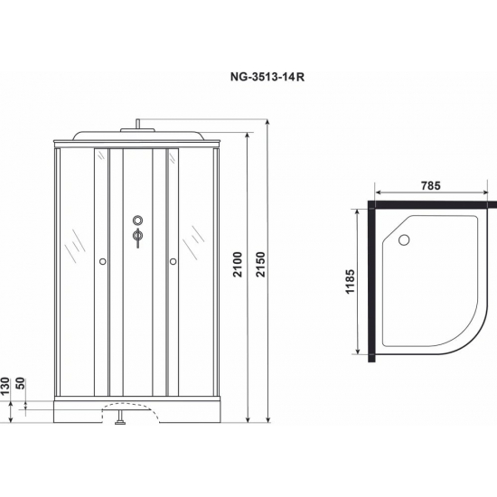 Душевая кабина NIAGARA NG-3513-14R 120x80x215 с низким поддоном