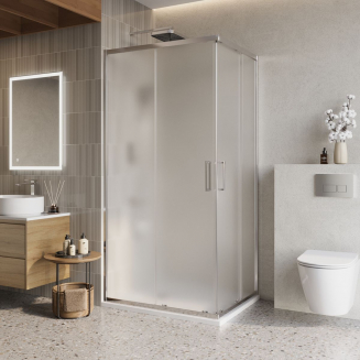 Душевой уголок BelBagno LUCE-AH-2-100/80-P-Cr стекло рифлёное, профиль хром