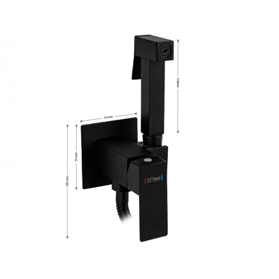Гигиенический душ GFMARK 20726 встраиваемый, со смесителем, чёрный