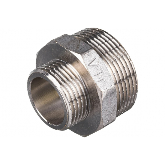 Ниппель резьбовой переходной VALTEC 1 1/2" х 1" латунный 40-25 мм VTr.580.N.0806