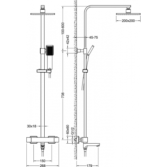 Душевая стойка TIMO Tetra-thermo SX-0169/17 с термостатом золото