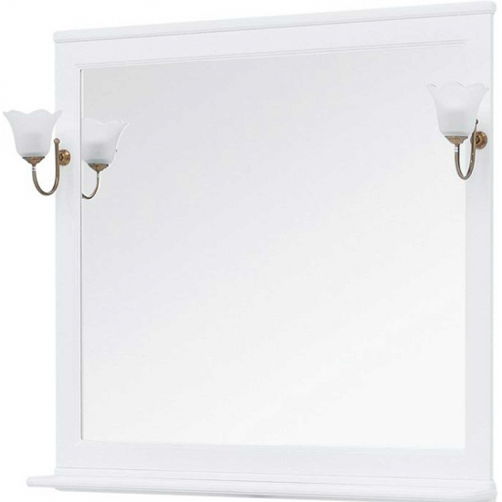 Зеркало AQUANET Валенса 105 NEW белый со светильниками Луизиана WT-260 (бронза/хром)