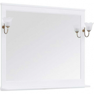 Зеркало AQUANET Валенса 120 NEW белый со светильниками Луизиана WT-260 (бронза/хром)