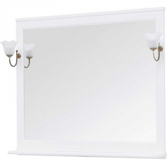 Зеркало AQUANET Валенса 120 NEW белый со светильниками Луизиана WT-260 (бронза/хром)