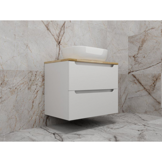 Тумба с раковиной STYLE LINE Бали 70 белый софт со столешницей, раковина MODUO 50 Square
