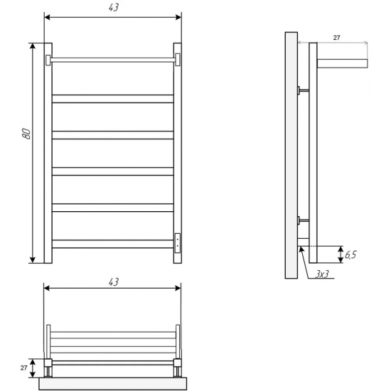 Полотенцесушитель электрический ДВИН Fj Plaza Neo 80x40 полированный