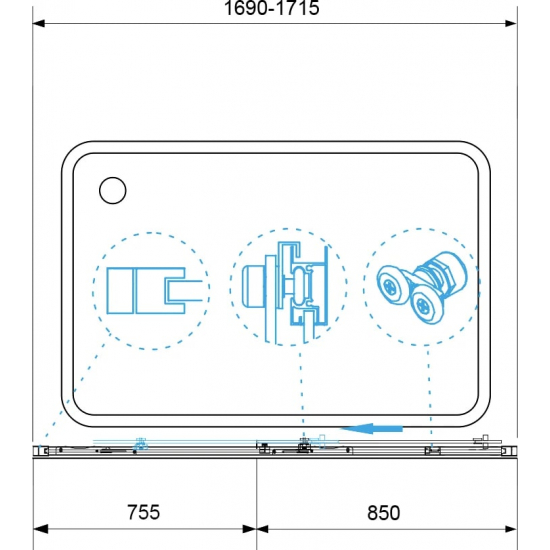Шторка для ванны RGW Screens SC-43 170х150, профиль хром, стекло прозрачное