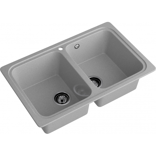 Мойка для кухни SANTREK AQUA PRO Boxy SA-S780K 2 чаши 786х500 мм, серый