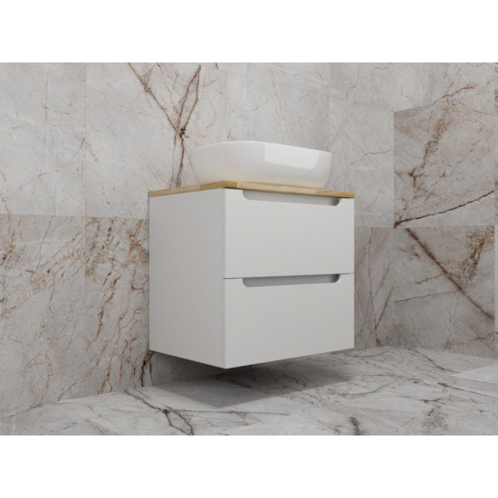 Тумба с раковиной STYLE LINE Бали 60 белый софт со столешницей, раковина MODUO 50 Square