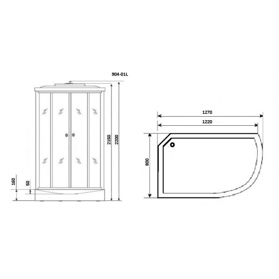 Душевая кабина NIAGARA NG-904-01L 131x80x220 левая, с сиденьем