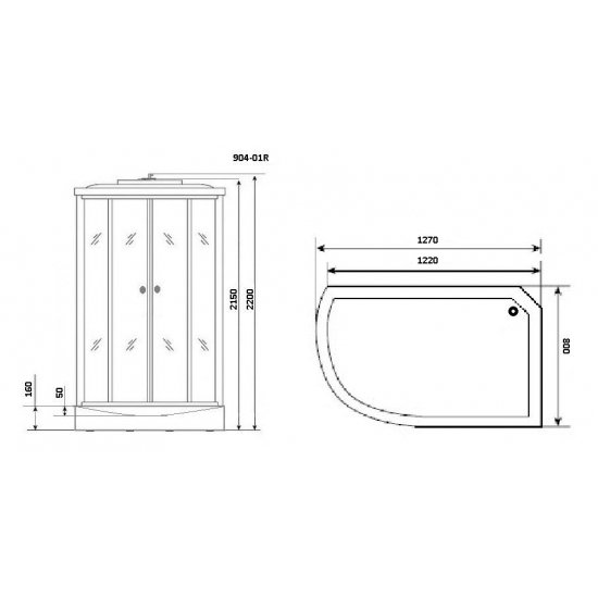 Душевая кабина NIAGARA NG-904-01R 131x80x220 правая, с сиденьем