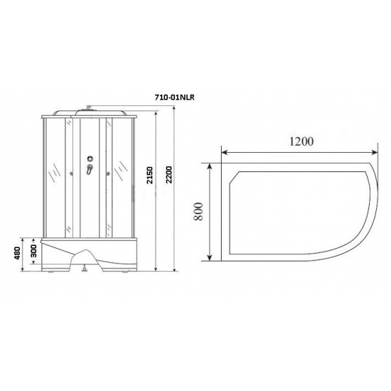 Душевая кабина NIAGARA NG-710-01LN 120x80x220 с высоким поддоном, с сиденьем