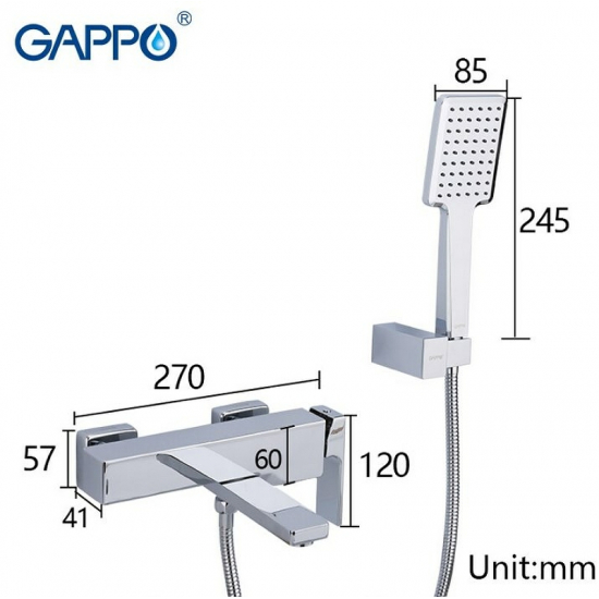 Смеситель для ванны GAPPO G18 G3218 хром