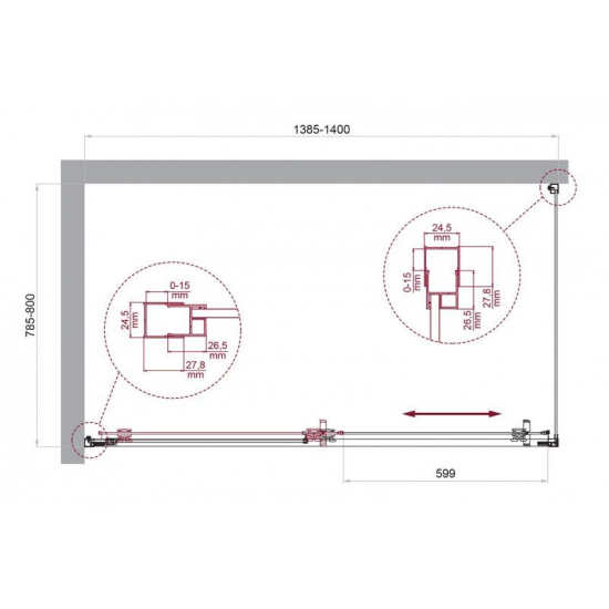 Душевой уголок BelBagno LUCE-AH-1-140/80-C-Cr стекло прозрачное, профиль хром