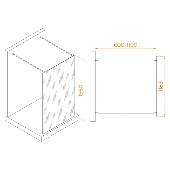 Душевая перегородка RGW Walk In WA-016Gb 120x195 стекло прозрачное, профиль золотой