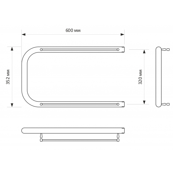 Полотенцесушитель водяной MIXLINE Simple P 32х60 1'' полка