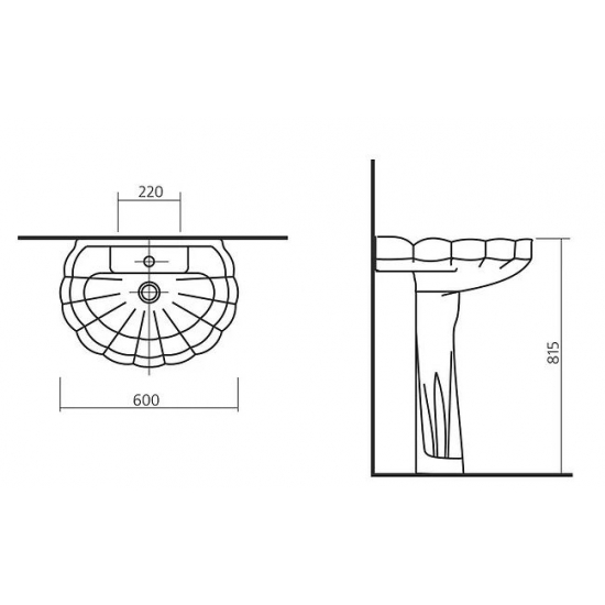 Раковина ромашка с пьедесталом размеры