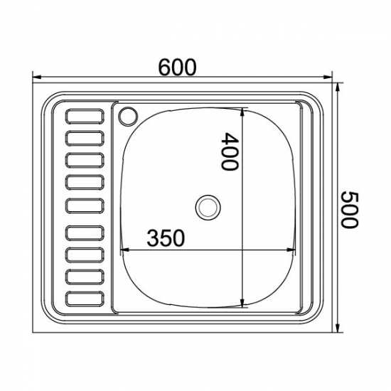 Мойка для кухни MIXLINE 600х500x0,4 мм накладная правая, нержавеющая сталь