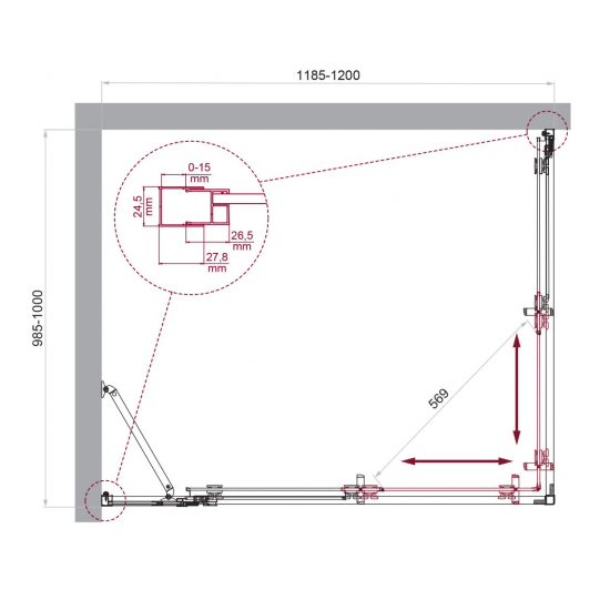 Душевой уголок BelBagno LUCE-AH-21-120/100-C-Cr стекло прозрачное, профиль хром