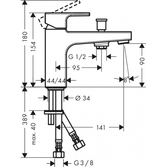 Смеситель на борт ванны HANSGROHE Vernis Shape 71463000 хром