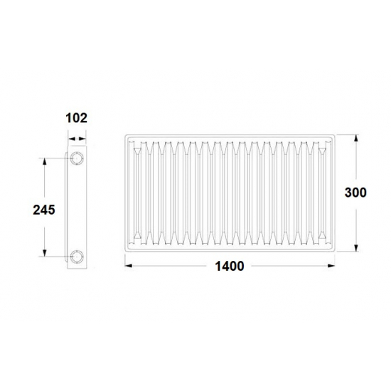 Радиатор панельный стальной BERGERR тип 22 300/1400 2160 Вт