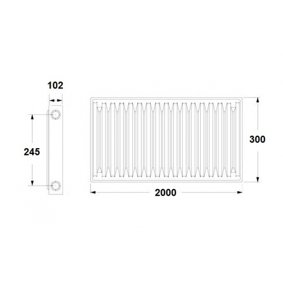 Радиатор панельный стальной BERGERR тип 22 300/2000 3086 Вт
