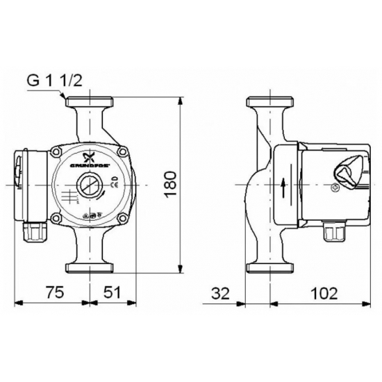 Циркуляционный насос GRUNDFOS UPS 25-40 с гайками