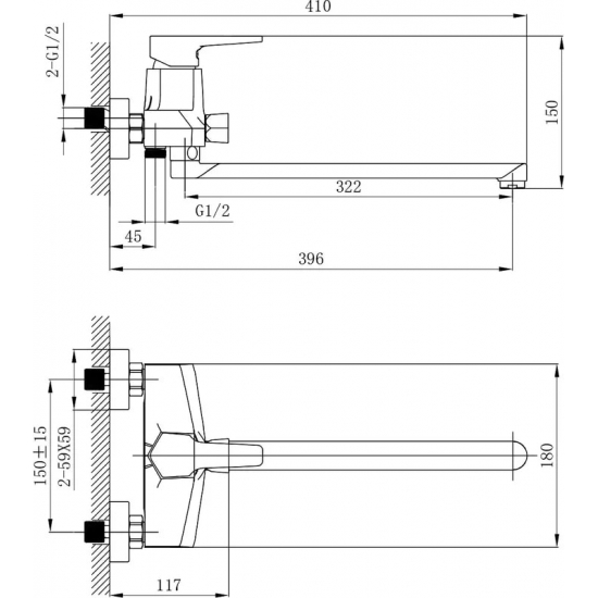 Смеситель для ванны ROSSINKA RS44-32