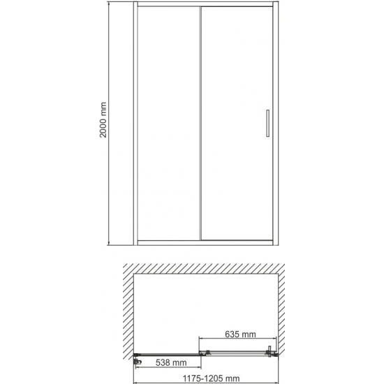 Душевая дверь в нишу WASSERKRAFT Main 41S05 120x200