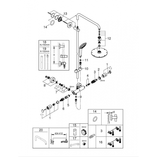 Душевая стойка GROHE Euphoria 210 27964000 с термостатом