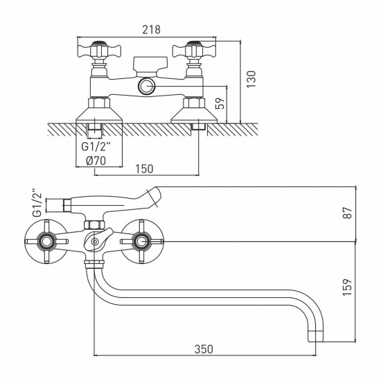 Смеситель для ванны MIXLINE ML30-021 Classic