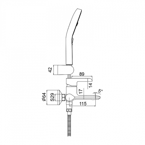 Смеситель для ванны GAPPO G03-6 G3203-6 чёрный/хром