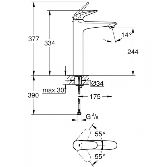 Смеситель для раковины GROHE Eurostyle 23719LS3 белый