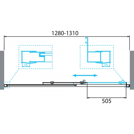 Душевая дверь в нишу BELBAGNO DUE-BF-1-130-C-Cr