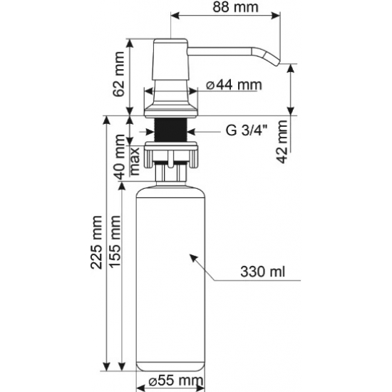 Дозатор для кухонной мойки ULGRAN Quartz UQ -01 асфальт