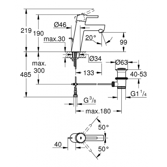 Смеситель для раковины GROHE Concetto 23450001