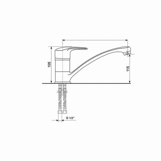 Смеситель для кухни MIXLINE ML-GS03 (309), тёмно-серый