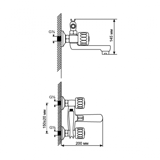 Смеситель для ванны MIXLINE ML02-01 (без подводки)