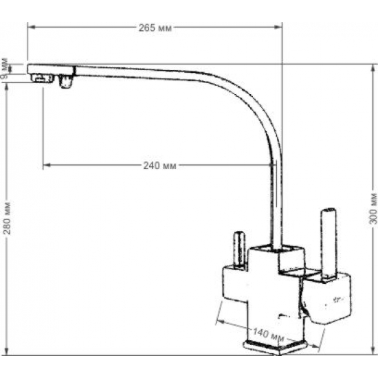 Смеситель для кухни с подключением к фильтру с питьевой водой SEAMAN Barcelone SSL-5390 Gun Light