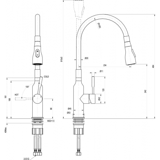 Смеситель для кухни из нержавеющей стали LEMARK Expert LM5082S белый (гибкий излив)