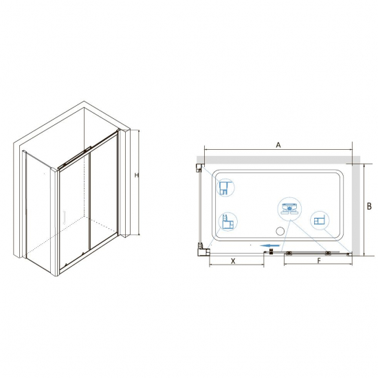 Душевой уголок RGW Classic CL-48 (CL-14 + Z-050-1) 110x70 стекло прозрачное, профиль хром