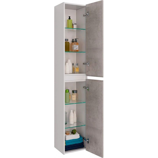 Шкаф-пенал LEMARK Combi 35, бетон/белый глянец