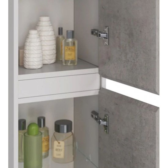 Шкаф-пенал LEMARK Combi 35, бетон/белый глянец